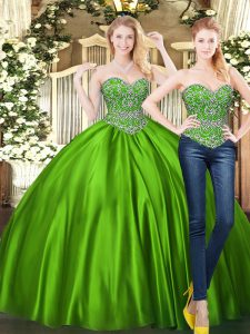 Sweetheart Sleeveless Lace Up Quinceanera Gown Green Tulle