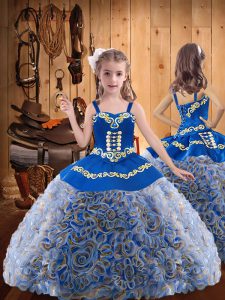 Admirable Floor Length Ball Gowns Sleeveless Multi-color Little Girls Pageant Dress Lace Up