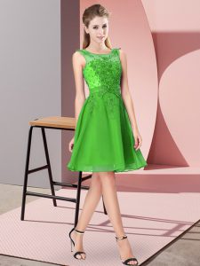 High Quality Green Sleeveless Knee Length Appliques Zipper Wedding Guest Dresses