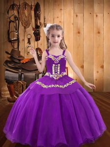 Organza Sleeveless Floor Length Little Girls Pageant Dress Wholesale and Ruffles