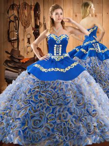 Sleeveless Sweep Train Embroidery Lace Up 15th Birthday Dress