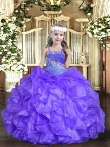 Best Organza Sleeveless Floor Length Little Girls Pageant Dress Wholesale and Beading and Ruffles