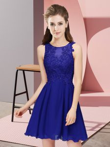 Royal Blue Scoop Zipper Appliques Dama Dress for Quinceanera Sleeveless