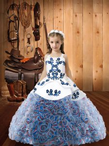 Fashion Sleeveless Embroidery Lace Up Kids Formal Wear