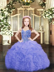Inexpensive Floor Length Ball Gowns Sleeveless Blue Little Girl Pageant Dress Lace Up
