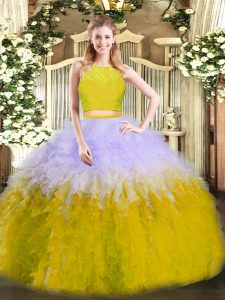 Elegant Multi-color Sleeveless Ruffles Floor Length 15th Birthday Dress