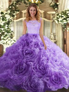 Lace Quince Ball Gowns Lavender Zipper Sleeveless Floor Length
