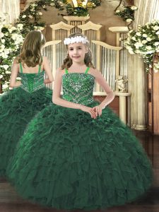 Latest Organza Sleeveless Floor Length Child Pageant Dress and Beading and Ruffles