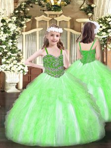 Sleeveless Beading and Ruffles Lace Up Little Girls Pageant Gowns