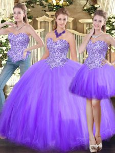 Affordable Tulle Sleeveless Floor Length 15th Birthday Dress and Beading