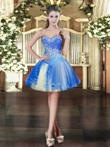 Ball Gowns Prom Party Dress Baby Blue Sweetheart Tulle Sleeveless Mini Length Lace Up