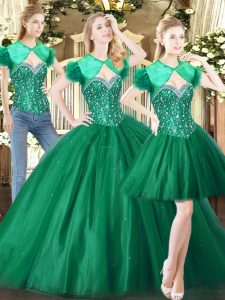 Trendy Floor Length Green Vestidos de Quinceanera Sweetheart Sleeveless Lace Up