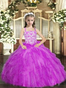 Floor Length Ball Gowns Sleeveless Lilac Pageant Dress Lace Up