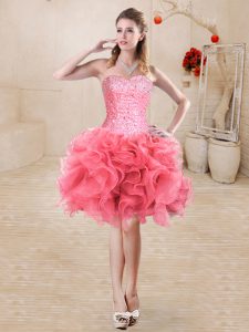 Sleeveless Beading and Ruffles Lace Up Prom Gown