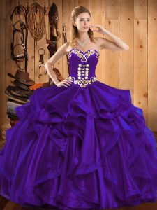 Floor Length Ball Gowns Sleeveless Purple Ball Gown Prom Dress Lace Up