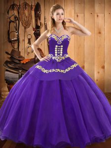 Sweet Floor Length Ball Gowns Sleeveless Purple Vestidos de Quinceanera Lace Up