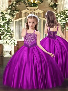 Beading Pageant Dress Fuchsia Lace Up Sleeveless Floor Length