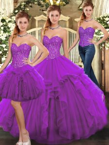 Modest Sleeveless Lace Up Floor Length Ruffles 15th Birthday Dress