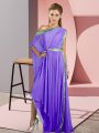 Customized Lavender Empire Sequins Prom Dress Side Zipper Chiffon Sleeveless Asymmetrical