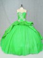 Artistic Quinceanera Dress Tulle Brush Train Sleeveless Embroidery
