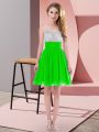 Scoop Sleeveless Chiffon Dama Dress Beading Side Zipper