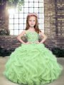 Glorious Yellow Green Sleeveless Tulle Lace Up Child Pageant Dress for Party and Sweet 16 and Wedding Party