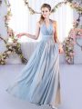 Fashionable Grey Sleeveless Belt Floor Length Quinceanera Court of Honor Dress