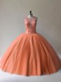 Hot Selling Scoop Sleeveless Tulle Quinceanera Dress Beading Lace Up