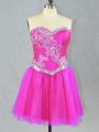 Glorious Fuchsia Sleeveless Tulle Lace Up Prom Dress for Prom and Party