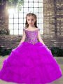 New Style Sleeveless Floor Length Pageant Dress for Teens and Beading and Ruffles