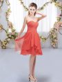 Fine Knee Length Coral Red Bridesmaid Dresses Sweetheart Sleeveless Lace Up
