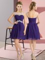 Stunning Purple Lace Up Wedding Guest Dresses Beading Cap Sleeves Mini Length