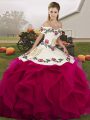 Floor Length Ball Gowns Sleeveless Fuchsia Vestidos de Quinceanera Lace Up