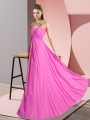 Ruching Juniors Party Dress Rose Pink Lace Up Sleeveless Floor Length
