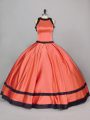 Superior Orange Sleeveless Floor Length Ruching Zipper Sweet 16 Dress