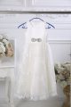 White Zipper Scoop Beading and Lace Toddler Flower Girl Dress Tulle Sleeveless