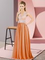 Stylish Orange Sleeveless Chiffon Backless for Prom and Party and Military Ball