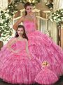 Sumptuous Sweetheart Sleeveless Organza Quince Ball Gowns Ruffled Layers Lace Up
