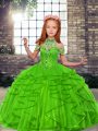 Perfect High-neck Neckline Beading and Ruffles Little Girl Pageant Gowns Sleeveless Lace Up