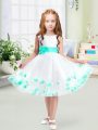 Tulle Scoop Sleeveless Zipper Appliques and Belt Flower Girl Dress in White