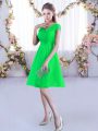 Graceful Green A-line V-neck Cap Sleeves Lace Mini Length Lace Up Lace Dama Dress