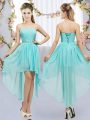Aqua Blue Sweetheart Lace Up Beading Bridesmaid Gown Sleeveless