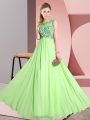 Colorful Chiffon Sleeveless Floor Length Damas Dress and Beading and Appliques