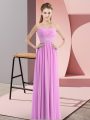 Floor Length Zipper Prom Party Dress Lilac for Prom and Party with Beading