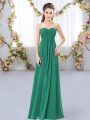 Captivating Sleeveless Chiffon Floor Length Zipper Quinceanera Dama Dress in Dark Green with Ruching