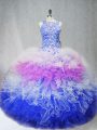 Multi-color Sleeveless Beading and Ruffles Quinceanera Gowns