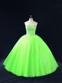 Tulle Sweetheart Sleeveless Lace Up Beading Ball Gown Prom Dress in