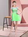 Mini Length Homecoming Dress Tulle Sleeveless Beading