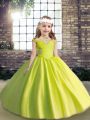 Yellow Green Sleeveless Beading Floor Length Little Girls Pageant Gowns