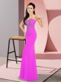 Stylish Fuchsia Chiffon Zipper Sweetheart Sleeveless Floor Length Prom Dress Beading